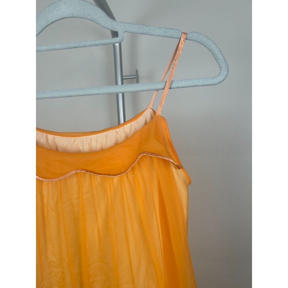 Vintage Hollywood Vassarette Orange Nylon Nightgown Negligee Dress Size Petite - Picture 2 of 6